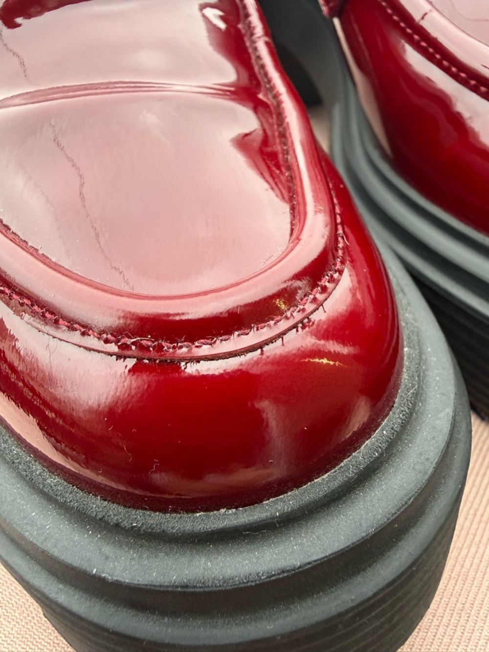 Stuart Weitzman Red Patent Leather Soho Loafers - Picture 14 of 15